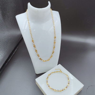 New Arrival Trendy High Polish Newest Gold Color Stainless Steel  Earring ,Necklace , Bracelet Sets With Zirco  For Lady