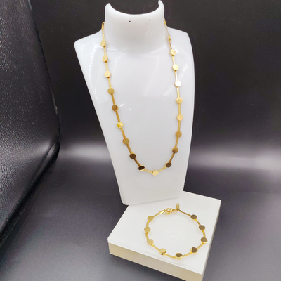 New Arrival Trendy High Polish Newest Gold Color Stainless Steel  Earring ,Necklace , Bracelet Sets  For Lady