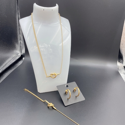 High Polish Newest Gold Color Stainless Steel  Earring ,Necklace , Bracelet Sets For Lady
