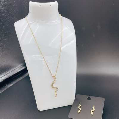 Snake High Polish Newest Gold Color Stainless Steel  Earring ,Necklace , Bracelet Sets For Lady