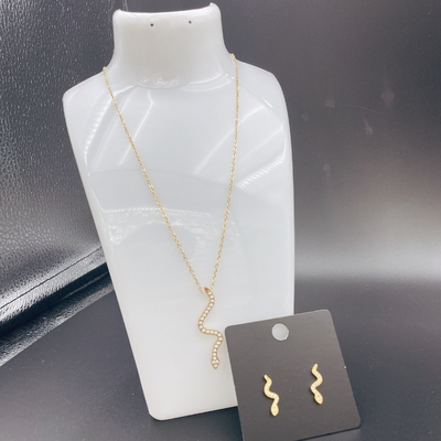 Snake High Polish Newest Gold Color Stainless Steel  Earring ,Necklace , Bracelet Sets For Lady
