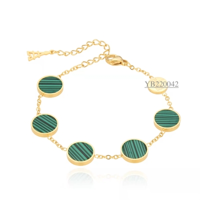 independent designer brand round green shell bracelet Stainless steel hand chain