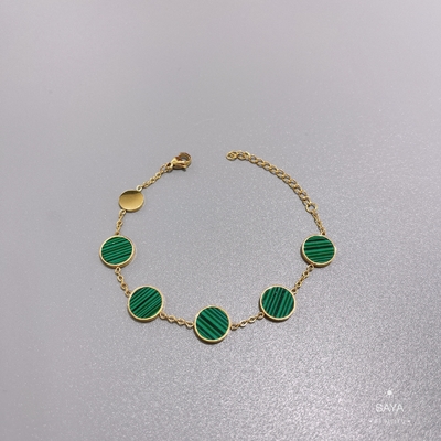 independent designer brand round green shell bracelet Stainless steel hand chain