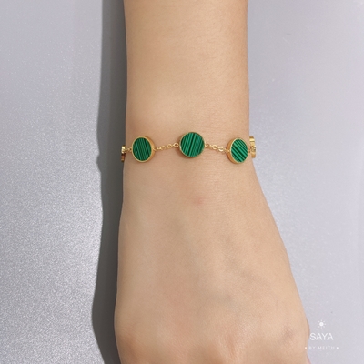 independent designer brand round green shell bracelet Stainless steel hand chain