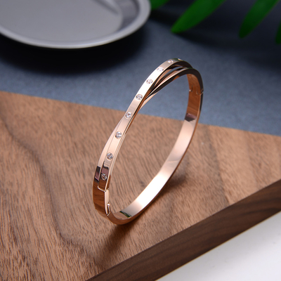 Stainless Steel Gold Rhinestone Bracelet