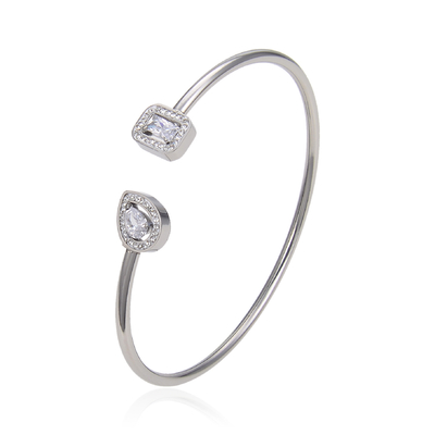 18k Zircon Stainless Steel Cuff Bangle