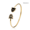 18k Gold Stainless Steel Open Bangle Bracelet Black Leopard Enamel Bangles