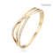 Stainless 18k Gold Plated Jewelry Triple Overlapping Rhinestone Bangle Bracelet