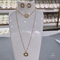 High-end Brand 18k Gold Stainless Steel Jewelry Set Gold Gear 45cm Thin Necklace