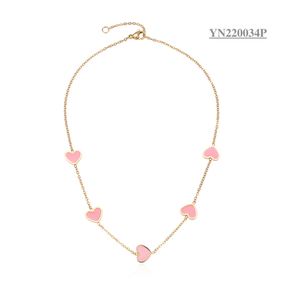 40CM 18k Gold Stainless Steel Necklace 5 Heart Trendy Luxury Jewelry