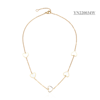 40CM 18k Gold Stainless Steel Necklace 5 Heart Trendy Luxury Jewelry