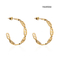 Half Round Rhinestone Ear Rings 18K Gold Tone Stainless Steel Cutout Earrings
