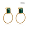 Retro Round Green Gem Drop Earrings 18k Gold Plated Stainless Steel Earrings