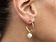 Everyday Wear Pearl Hoop Earrings 25mm Stainless Steel Drop Earrings