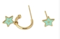 Cute Pink Childlike Star Hoop Earrings 18K Gold Stainless Steel Earrings