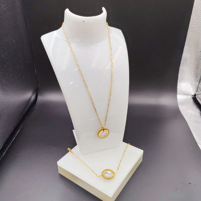 New Arrival Trendy High Polish Newest Gold Color Stainless Steel  Earring ,Necklace , Bracelet Sets With Shell  For Lady
