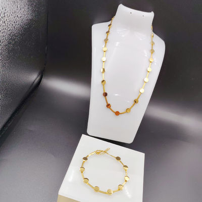 New Arrival Trendy High Polish Newest Gold Color Stainless Steel  Earring ,Necklace , Bracelet Sets  For Lady