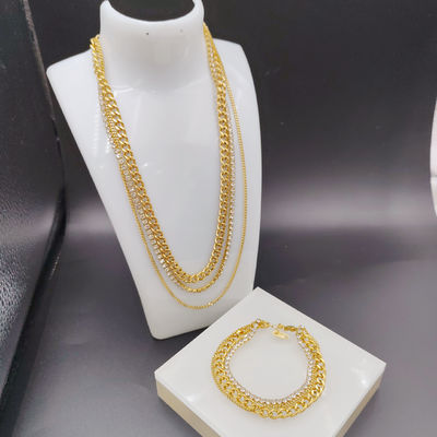 New Arrival Trendy High Polish Newest Gold Color Stainless Steel  Earring ,Necklace , Bracelet Sets  For Lady