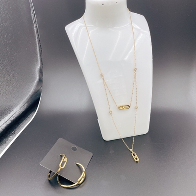 High Polish Newest Gold Color Stainless Steel  Earring ,Necklace , Bracelet Sets For Lady